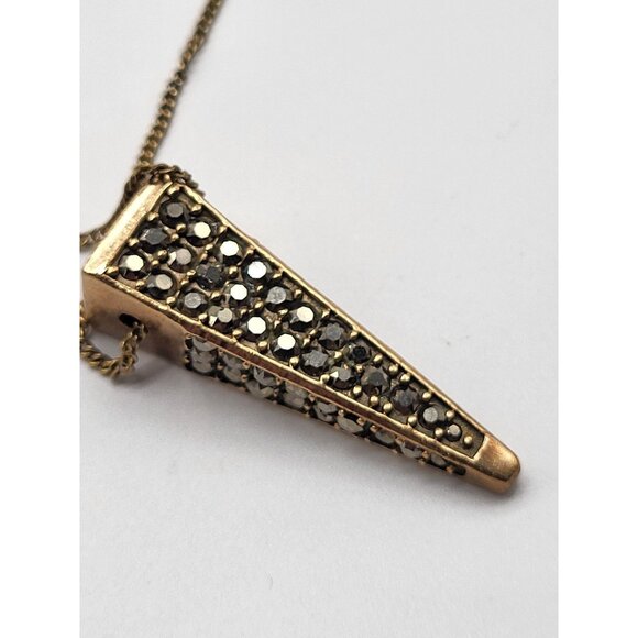 OTAZU Women's Gold Tone Rhinestone Pendant Necklace Dagger Pendulum Triangle - Picture 7 of 10